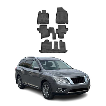 OMAC USA Floor Mats Liners Full Set All Weather for SUV – Fits with 2013-2020 Nissan Pathfinder – Black (5 Pcs)