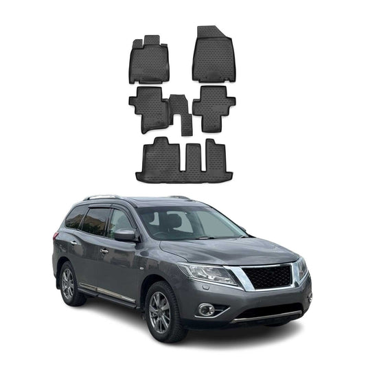 OMAC USA Floor Mats Liners Full Set All Weather for SUV – Fits with 2013-2020 Nissan Pathfinder – Black (5 Pcs)