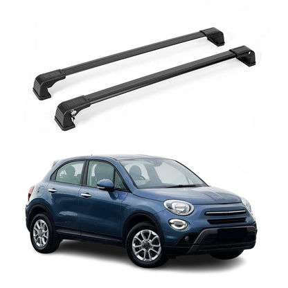 OMAC USA Roof Rack Cross Bars for Car – Fits 2016-2023 Fiat 500X (Excludes Models Without OEM Fixed Points) – Aluminium Black (2 Pcs)