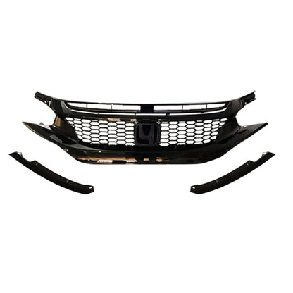 OMAC USA Front Bumper Grille for Honda Civic – Fits 2016–2018 – Type-R Style Plastic Replacement, Black