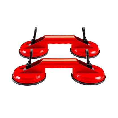 OMAC USA Double Suction Cup Vacuum Lifter – Glass, Granite & Mirror Handle Grip – Heavy Duty ABS Rubber Tool, Red (1 Pc)