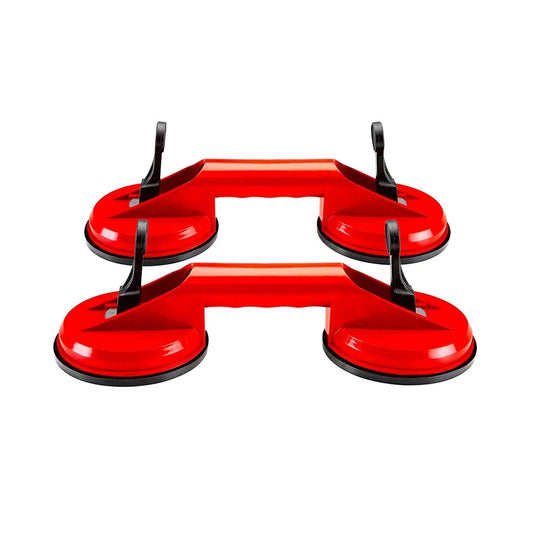 OMAC USA Double Suction Cup Vacuum Lifter – Glass, Granite & Mirror Handle Grip – Heavy Duty ABS Rubber Tool, Red (1 Pc)
