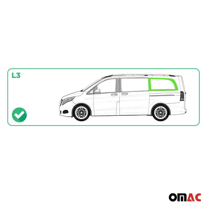 OMAC USA Left Side Rear Window Glass for Cargo Van – Fits 2016–2024 Mercedes Metris L3 Long Wheelbase – Black Tempered Replacement Auto Glass (1 Pc)