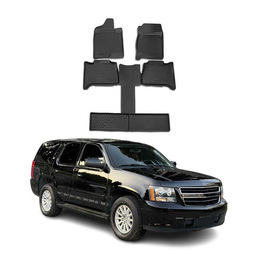 OMAC USA Floor Mats Liners Full Set All Weather Black for SUV – Fits with 2007-2014 Chevrolet Tahoe (6 Pcs)