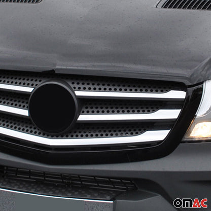 OMAC USA Front Bumper Grill Trim for Van – Fits 2014–2018 Mercedes Sprinter W906 – Stainless Steel Chrome Molding, Silver 5-Pc