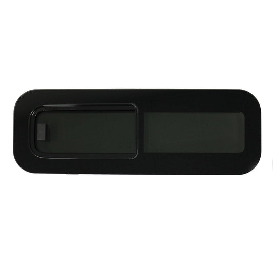 OMAC USA Horizontal Sliding Left Vent Window for RVs – Universal Fit Teardrop Glass 31.4" x 10.6" (Black, 1Pc)