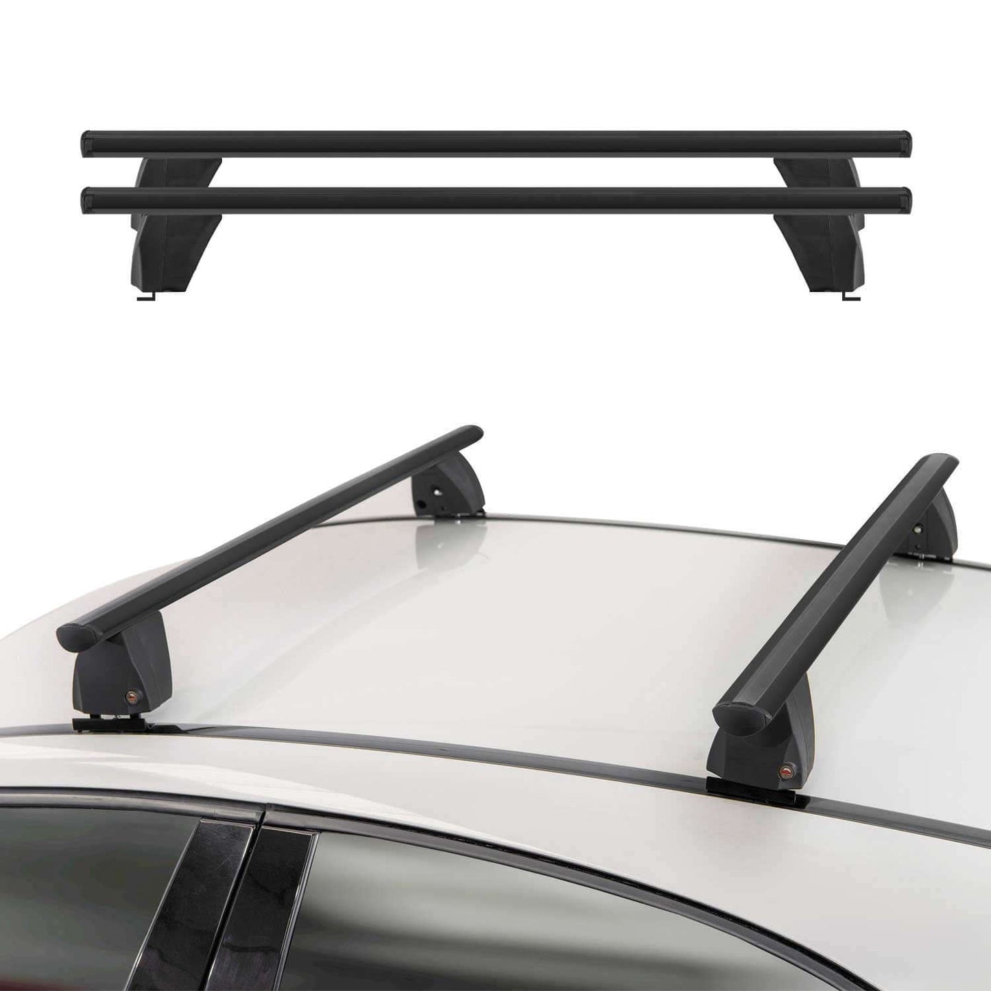OMAC USA Roof Rack Cross Bars – Fits 2012-2017 Hyundai Accent Hatchback – Aluminium Black (2 Pcs)