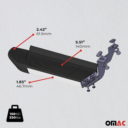 Omac USA Aluminum Running Boards, Side Steps for Van – Fits with 2003-2014 Mercedes Vito W639 L1 / L2 – Silver & Black (2 Pcs)
