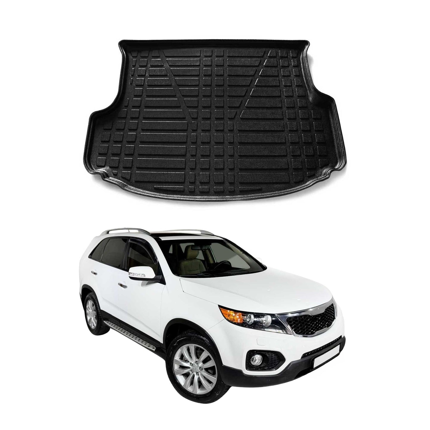 OMAC USA Semi-Custom Fit Cargo Liner Trunk Mat for SUV – Fits 2011–2015 Kia Sorento (Black, Waterproof)