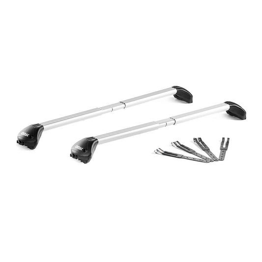 OMAC USA Adjustable Roof Rack Cross Bars 39"-51" for Raised Roof Rails – Aluminium Silver (2 Pcs)