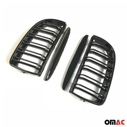OMAC USA Front Kidney Grille for BMW 3 Series – Fits 2005–2008 E90 E91 E92 E93 Pre-FL – M4 Style Gloss Black Dual Slat, 4-Pc