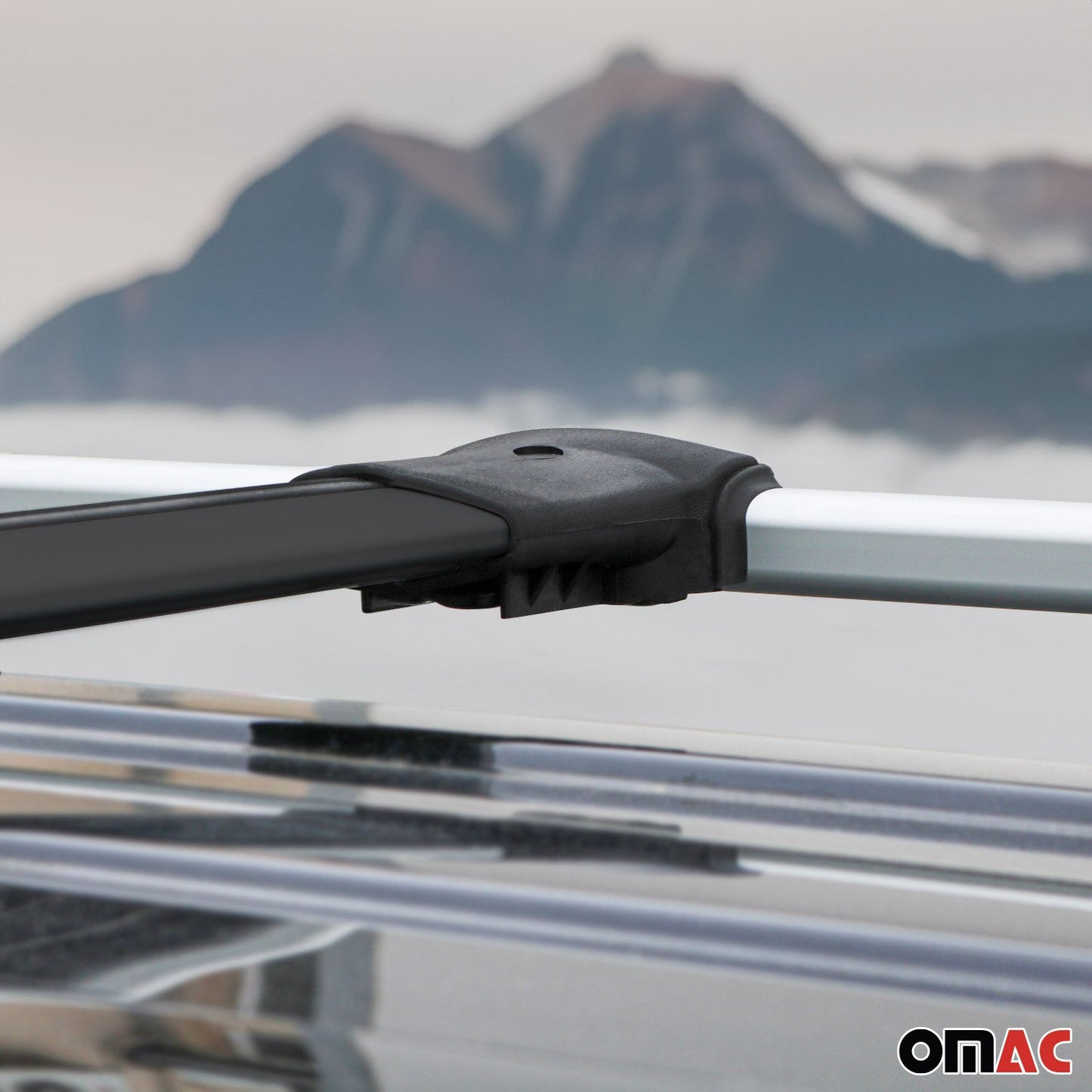 OMAC USA Roof Rack Cross Bars for SUV – Fits 2011-2024 Mitsubishi Outlander Sport (Raised Rails) – Aluminium Black (2 Pcs)