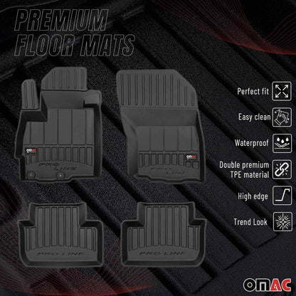 OMAC USA Floor Mats Liners Full Set All Weather Heavy Duty for SUV – Fits with 2011-2024 Mitsubishi Outlander Sport – Black (4 Pcs)