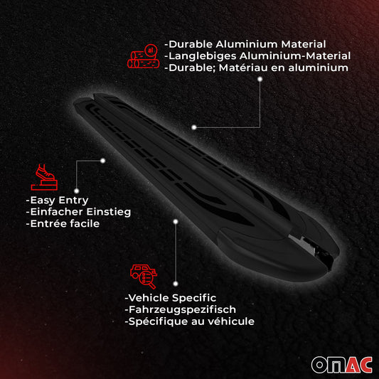 Omac USA Aluminum Running Boards, Side Steps for SUV – Fits with 2012-2019 Land Rover Range Rover Evoque – Black (2 Pcs)