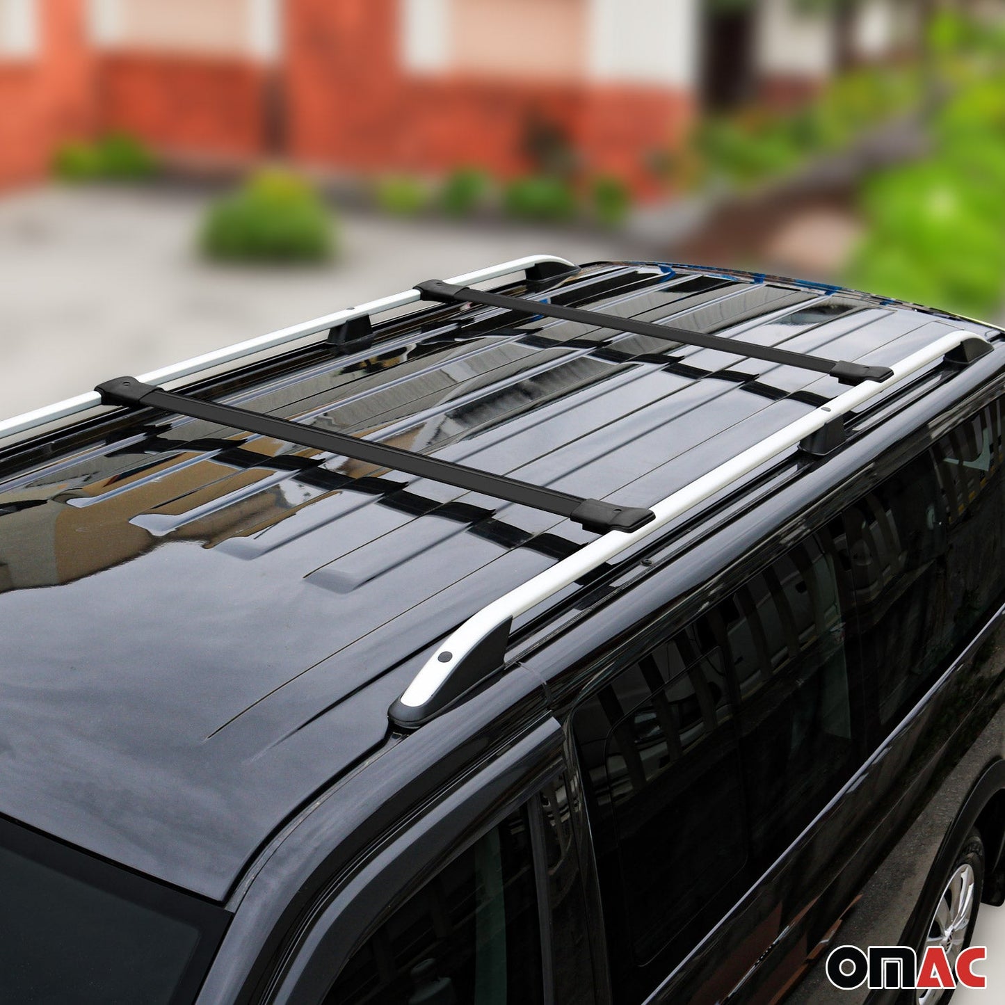 OMAC USA Roof Rack Cross Bars for SUV – Fits 2011-2024 Mitsubishi Outlander Sport (Raised Rails) – Aluminium Black (2 Pcs)