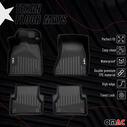 OMAC USA Premium Floor Mats for SUV – First & Second Row – fits with 2012–2018 Audi A6 & S6 – Black (4 Pcs)