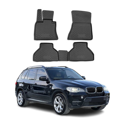 OMAC USA Floor Mats Liners Full Set All Weather Black for SUV – Fits with 2007-2013 BMW X5 E70 (4 Pcs)