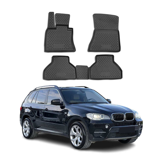 OMAC USA Floor Mats Liners Full Set All Weather Black for SUV – Fits with 2007-2013 BMW X5 E70 (4 Pcs)
