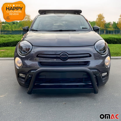 OMAC USA Bull Bar Push Front Bumper Grille for Cars – Fits 2016–2018 Fiat 500X – 1Pc (Black, Steel)