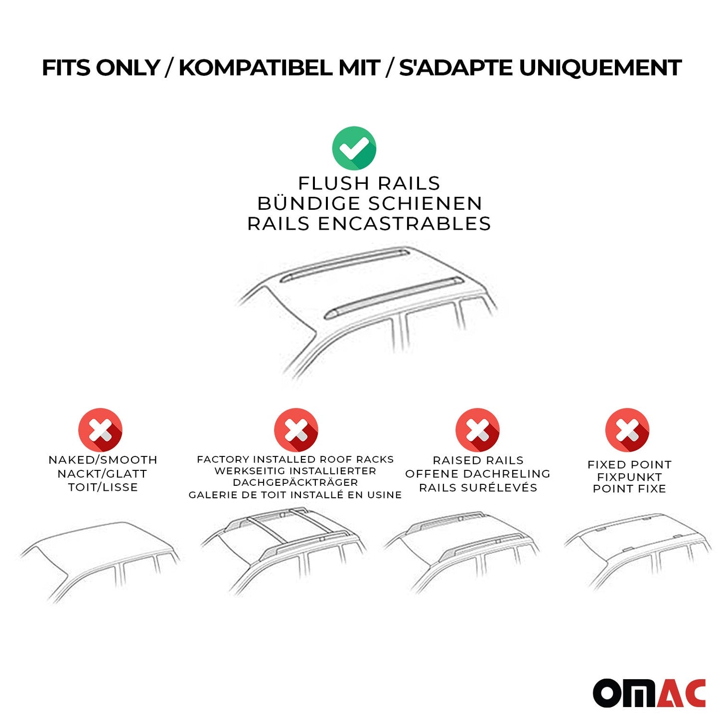 Omac USA Roof Rack Cross Bars Luggage Carrier for SUV – Fits with 2013-2018 Hyundai Santa Fe (2 Pcs, Silver, Aluminum)