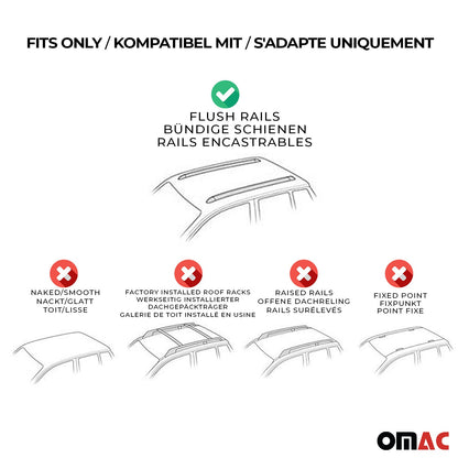 Omac USA Roof Rack Cross Bars Luggage Carrier for SUV – Fits with 2013-2018 Hyundai Santa Fe (2 Pcs, Silver, Aluminum)