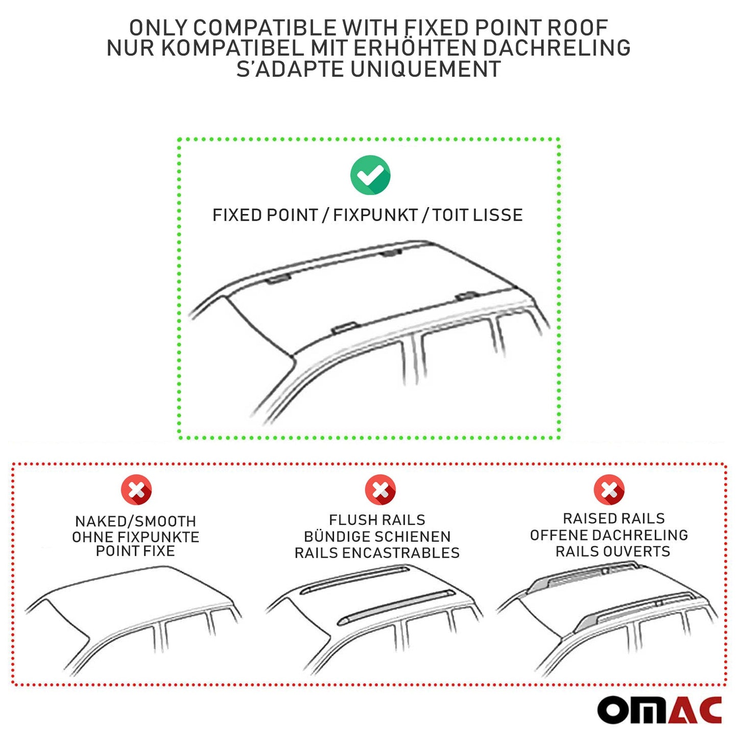OMAC USA Roof Rack Cross Bars for Sedan – Fits 2012-2019 BMW 3 Series F30 – Aluminium Black (2 Pcs)