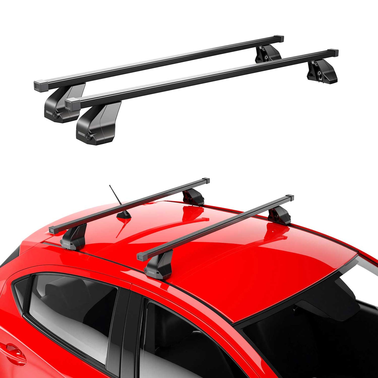 OMAC USA Roof Rack Cross Bars for Car – Fits 2017-2023 Subaru Impreza (Excludes Models Without OEM Fixed Points) – Steel Black (2 Pcs)