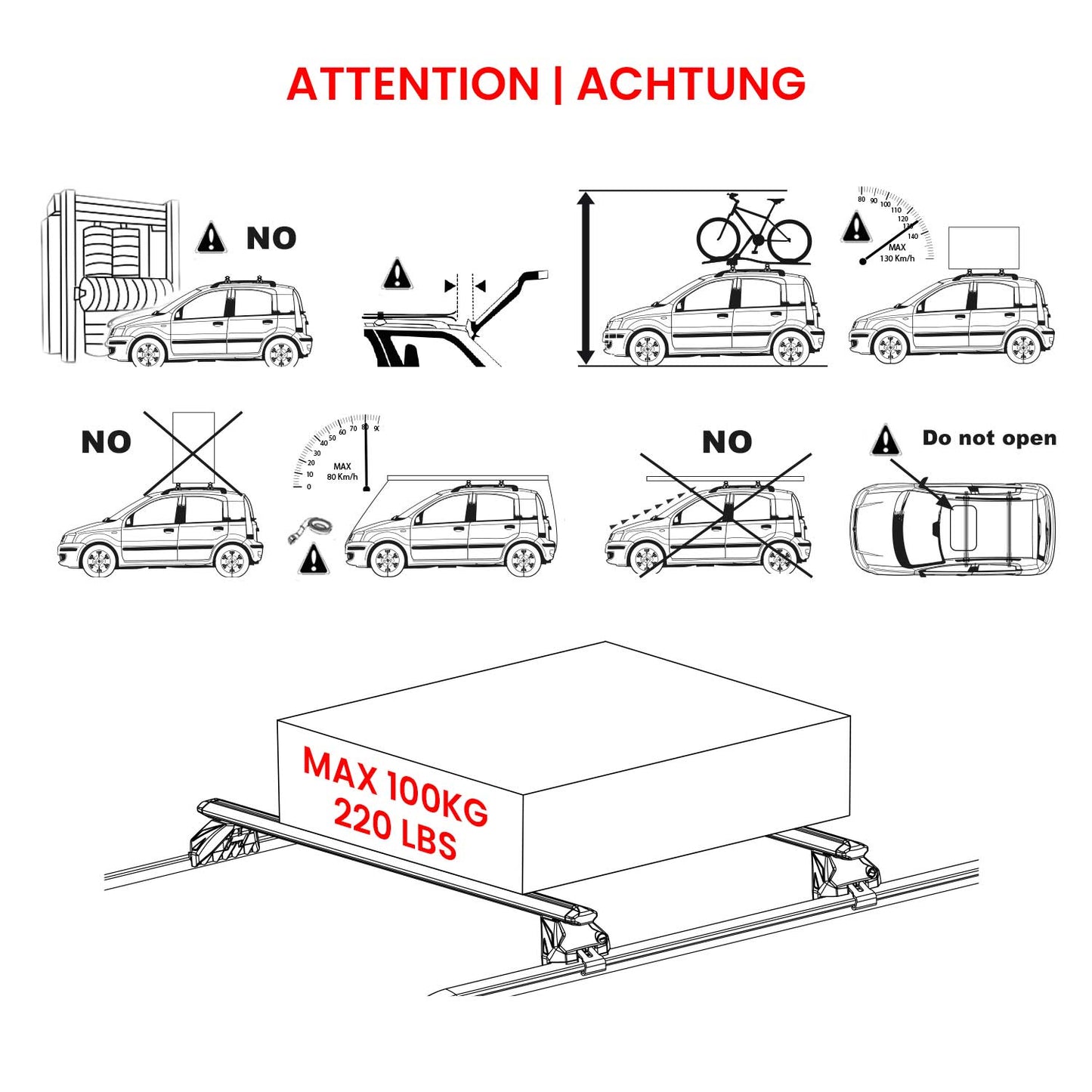 OMAC USA Roof Rack Cross Bars 44" Luggage Carrier for Flush Roof Rails – Aluminium Silver (2 Pcs)
