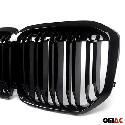 OMAC USA Front Kidney Grille for BMW X7 2018-2022, durable gloss black grille replacement.