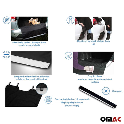 OMAC USA Universal Rear Trunk Bumper Protector Cargo Liner Mat for Cars & SUVs – Waterproof, Pet-Friendly (Black)