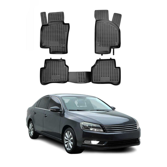 OMAC USA Floor Mats Liners Full Set All Weather for Car – Fits with 2012-2019 VW Passat B7 (Automatic) – Black (4 Pcs)