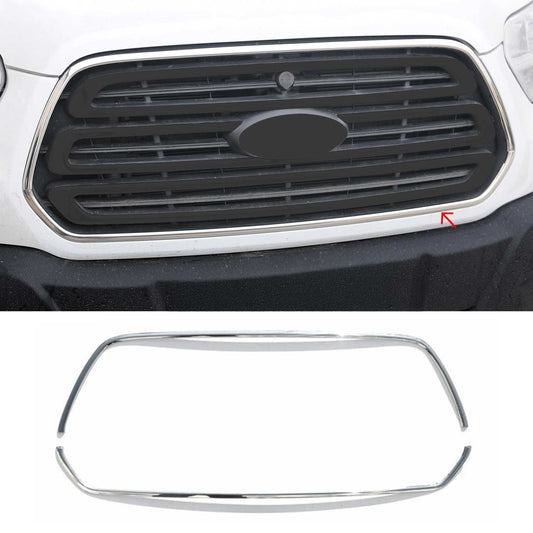 OMAC USA Front Bumper Grill Trim Molding for Vans – Fits 2015–2020 Ford Transit 150/250/350 - 2Pcs (Stainless Steel, Chrome)