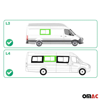 OMAC USA Right Sliding Door Window Glass for Cargo Van – Fits 2010–2018 Mercedes Sprinter W906 L3/L4 – Black Tempered Sliding Auto Glass (1 Pc)
