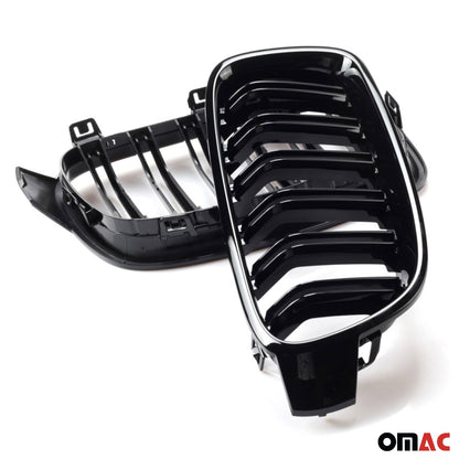 OMAC USA Front Kidney Grille – Fits 2012–2019 BMW 3 Series F30/F31 – M3 Style Gloss Black Dual Slat Replacement