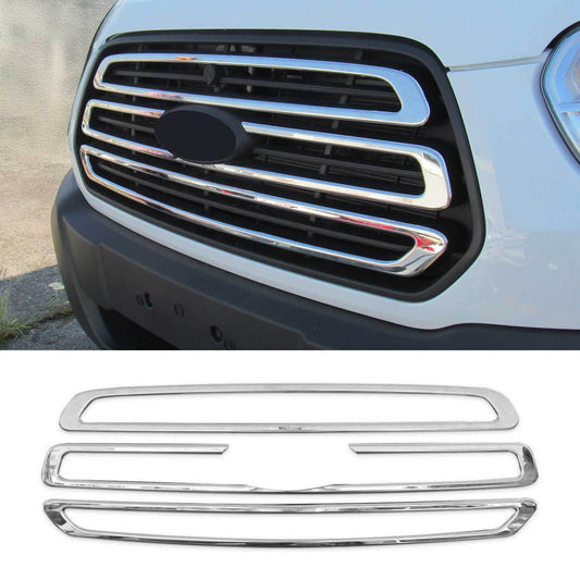 OMAC USA Front Bumper Grille Trim – Fits 2015–2020 Ford Transit 150/250/350 – Stainless Steel Chrome Mirror Finish, 3 Pcs