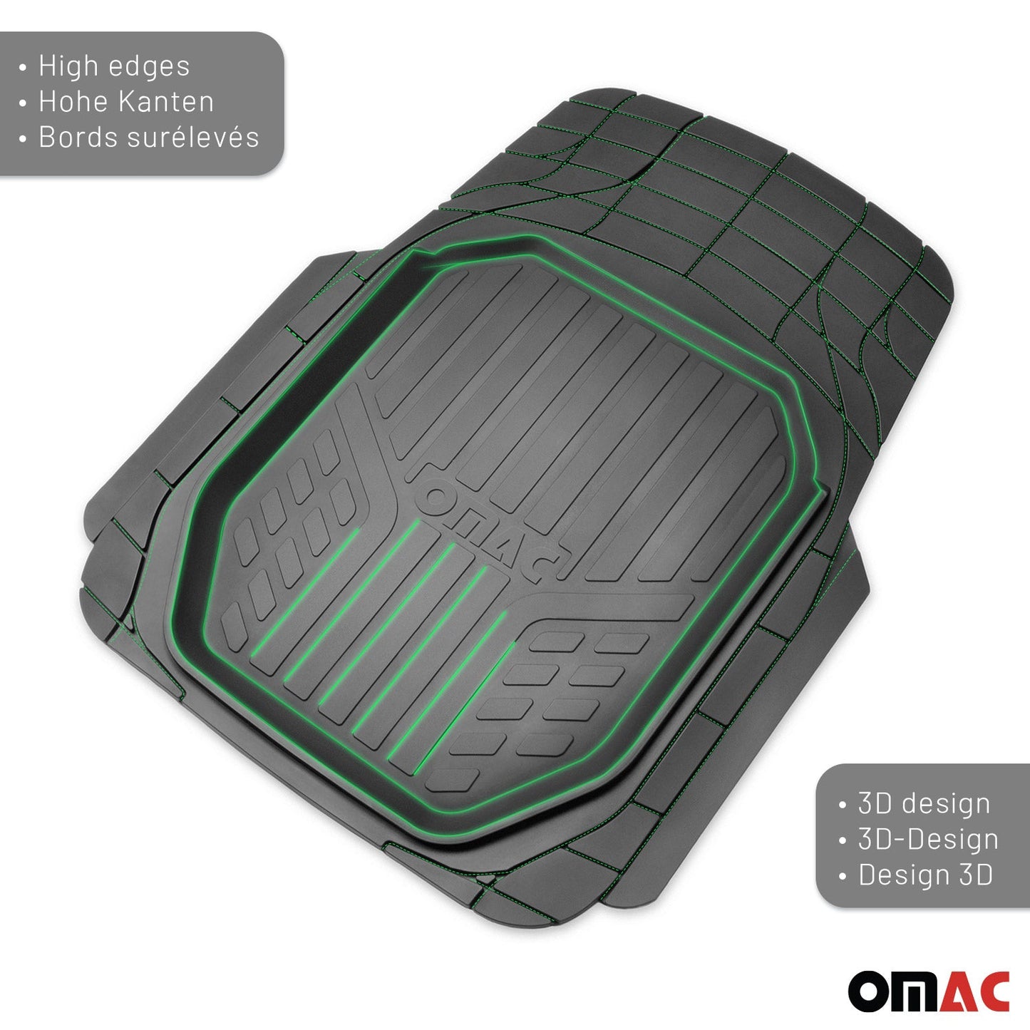 Omac USA Semi-Custom Rubber Floor Mats Liners for Cars – Fits with 2020-2025 BMW 8 Series G16 Gran Coupe (4 Pcs)