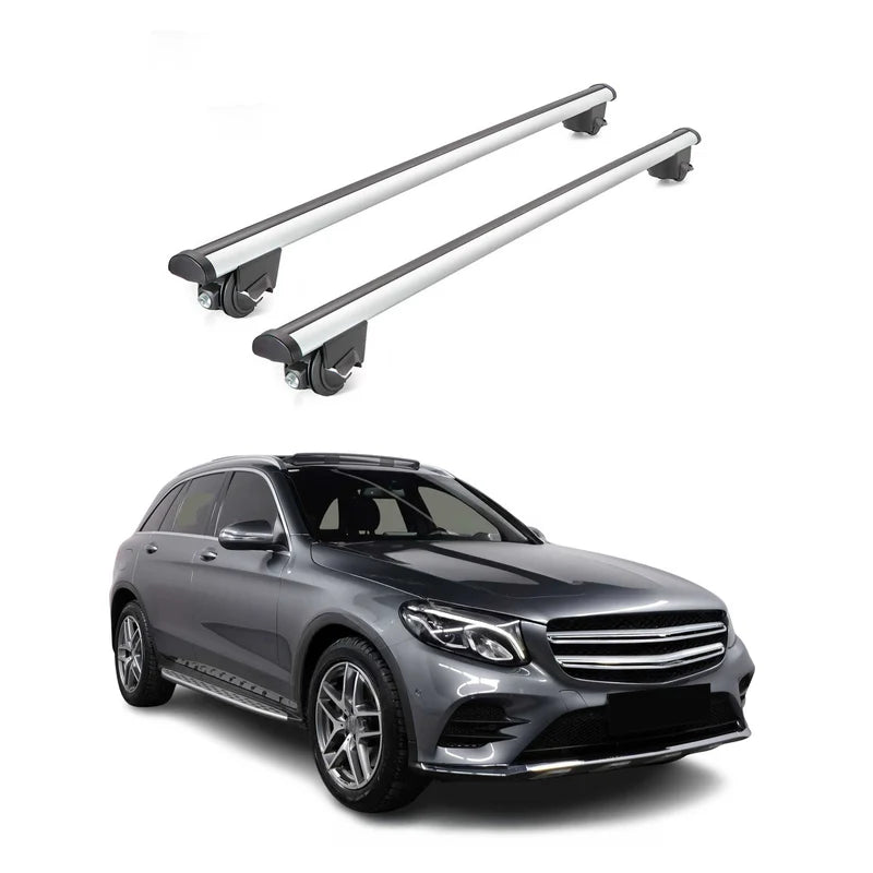 OMAC USA Roof Rack Cross Bars for Car – Fits 2016-2022 Mercedes GLC-Class X253 (Excludes Models Without OEM Fixed Points) – Aluminium Silver (2 Pcs)
