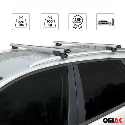 OMAC USA Roof Rack Cross Bars for Car – Fits 2011-2017 BMW X3 F25 (Excludes Panoramic Roof Models) – Aluminium Silver (2 Pcs)