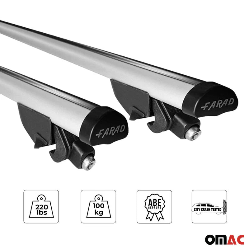 OMAC USA Roof Rack Cross Bars for Car – Fits 2015-2022 BMW X1 F48 (Excludes Models Without OEM Fixed Points) – Aluminium Silver (2 Pcs)