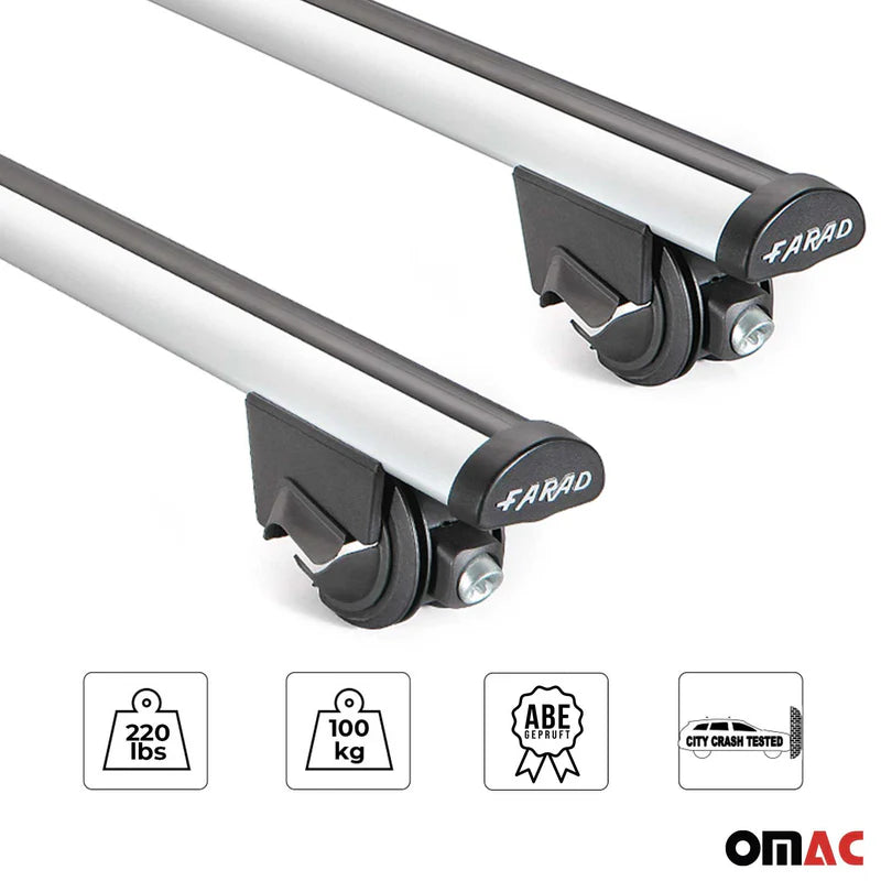OMAC USA Roof Rack Cross Bars for Car – Fits 2013-2018 Audi Q3 / Q3 Quattro (Excludes Models Without OEM Fixed Points) – Aluminium Silver (2 Pcs)