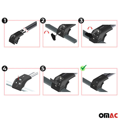 OMAC USA Roof Rack Cross Bars for Car – Fits 2015-2019 Ford Edge (Excludes Panoramic Roof Models) – Aluminium Silver (2 Pcs)