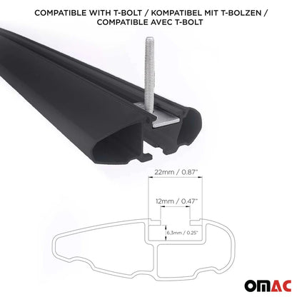 OMAC USA Roof Rack Cross Bars for Car – Fits 2019-2025 BMW X5 G05 (Excludes Models Without OEM Fixed Points) – Aluminium Black (2 Pcs)