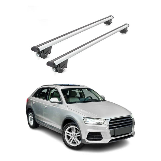 OMAC USA Roof Rack Cross Bars for Car – Fits 2013-2018 Audi Q3 / Q3 Quattro (Excludes Models Without OEM Fixed Points) – Aluminium Silver (2 Pcs)