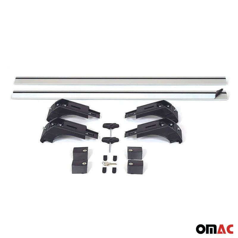 OMAC USA Roof Rack Cross Bars for Car – Fits 2015-2019 Ford Edge (Excludes Panoramic Roof Models) – Aluminium Silver (2 Pcs)
