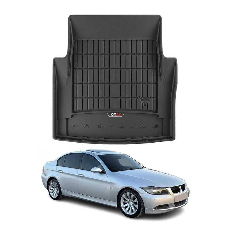 OMAC USA Premium Cargo Liner Trunk Rubber Mat for Car – Fits with 2004-2011 BMW 3 Series E90 – All Weather Heavy Duty, Black (1 Pc)