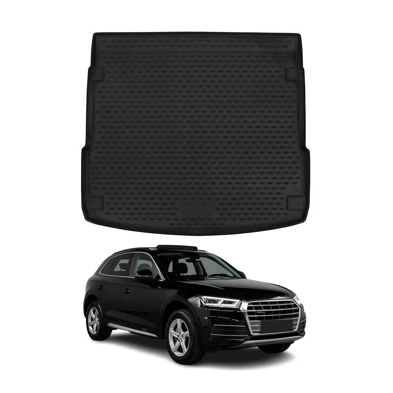OMAC USA Cargo Liner Trunk Rubber Mat for SUV – Fits with 2018-2025 Audi Q5 / Q5 PHEV / SQ5 – All Weather, Black (1PC)