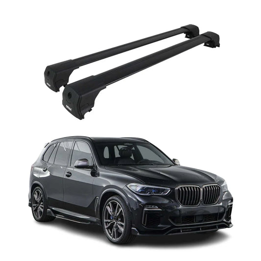 OMAC USA Roof Rack Cross Bars for Car – Fits 2019-2025 BMW X5 G05 (Excludes Models Without OEM Fixed Points) – Aluminium Black (2 Pcs)