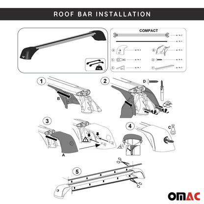 Omac USA Roof Rack Cross Bars Luggage Carrier for Cars – Fits with 2010-2014 Mercedes C-Class W204 (2 Pcs, Black, Aluminum)