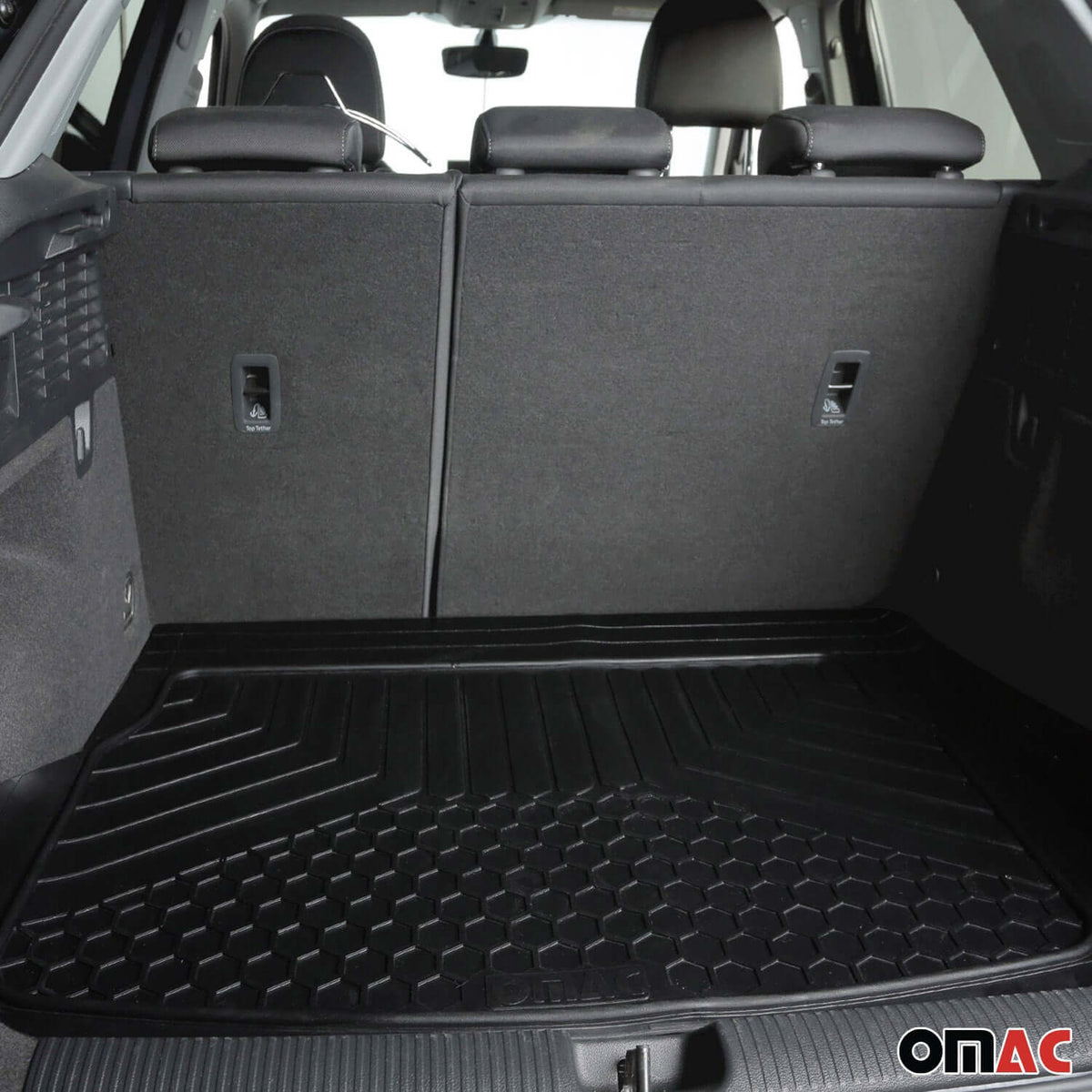 OMAC USA Premium Cargo Liner for SUV – Fits Kia Sportage – Semi-Custom Fit All Weather Rubber Trunk Mat, Black (1 Pc)
