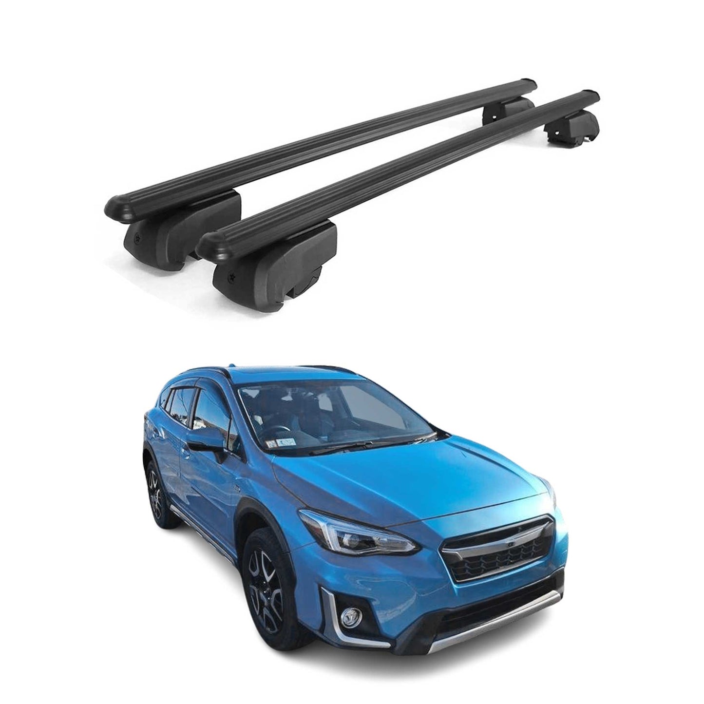 OMAC USA Roof Rack Cross Bars for Car – Fits 2019-2024 Subaru Crosstrek Hybrid (Excludes Models Without OEM Fixed Points) – Aluminium Black (2 Pcs)